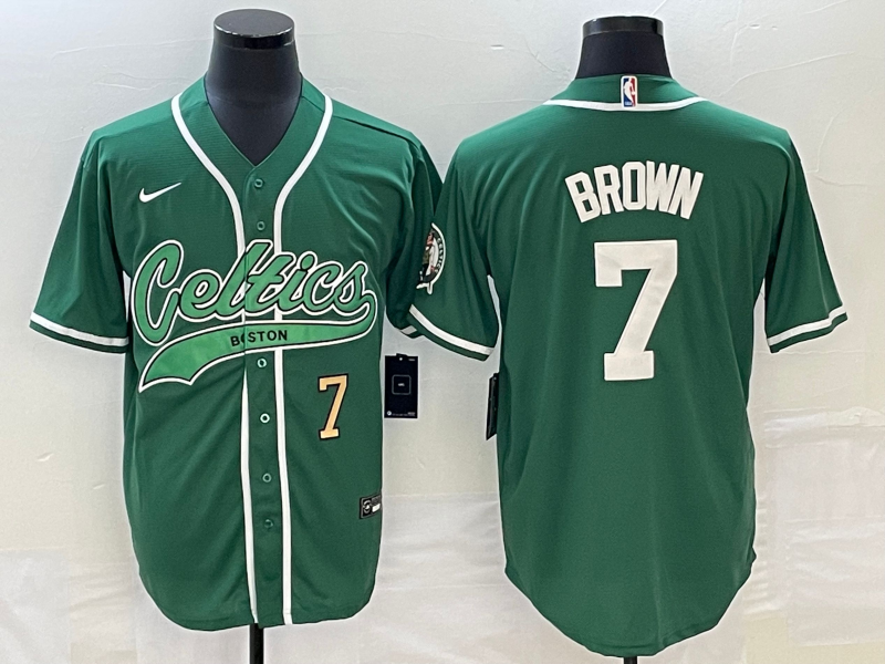 Nike 2023 Men Boston Celtics #7 Brown green Nike NBA Jerseys